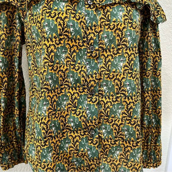 J.crew ratti elephant off shoulder button top women’s size 2 - Picture 5 of 7